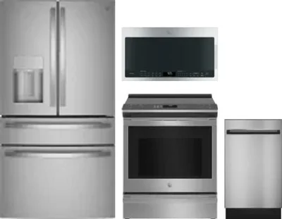 4 Piece Package Includes Refrigerator, Range, Microwave And Dishwasher